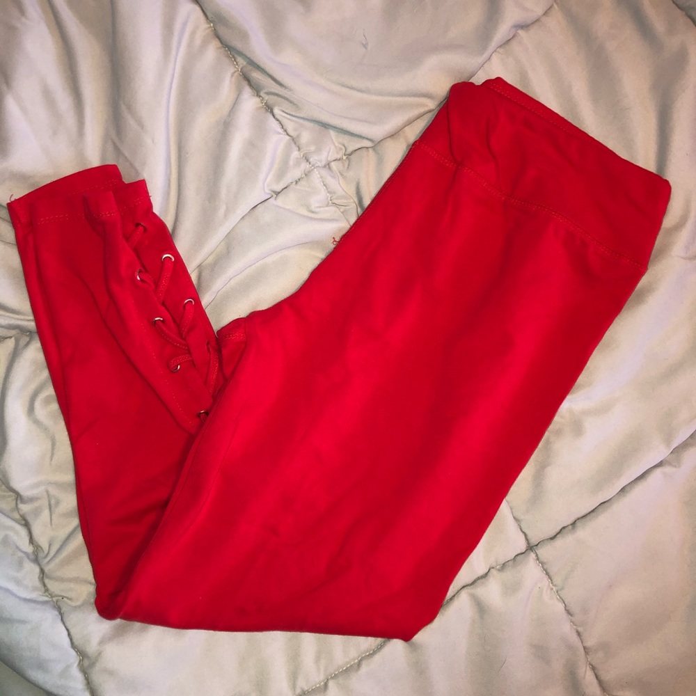Red leggings